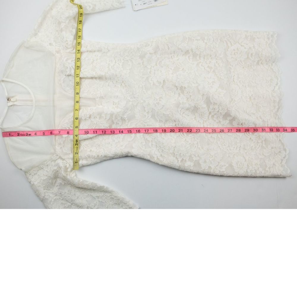 Nicole Miller Sweetheart Lace Dress Mini Mesh 3/4 Sleeve Cocktail White Sz 4 New - Picture 6 of 7